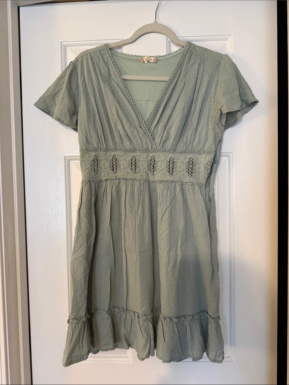 Altar'd State Light Blue/Green Short Sleeve Mini Dress